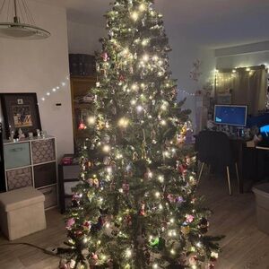 Lush Green Christmas Tree with White Lights